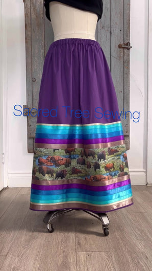 Purple Ribbon Skirt with buffalos and 13 ribbons  360 view