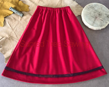 Load image into Gallery viewer, red and maroon ribbon rain skirt