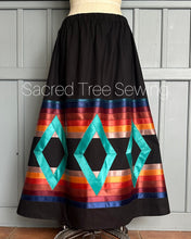 Load image into Gallery viewer, Black &amp; Jade Seven Fires Ribbon Skirt
