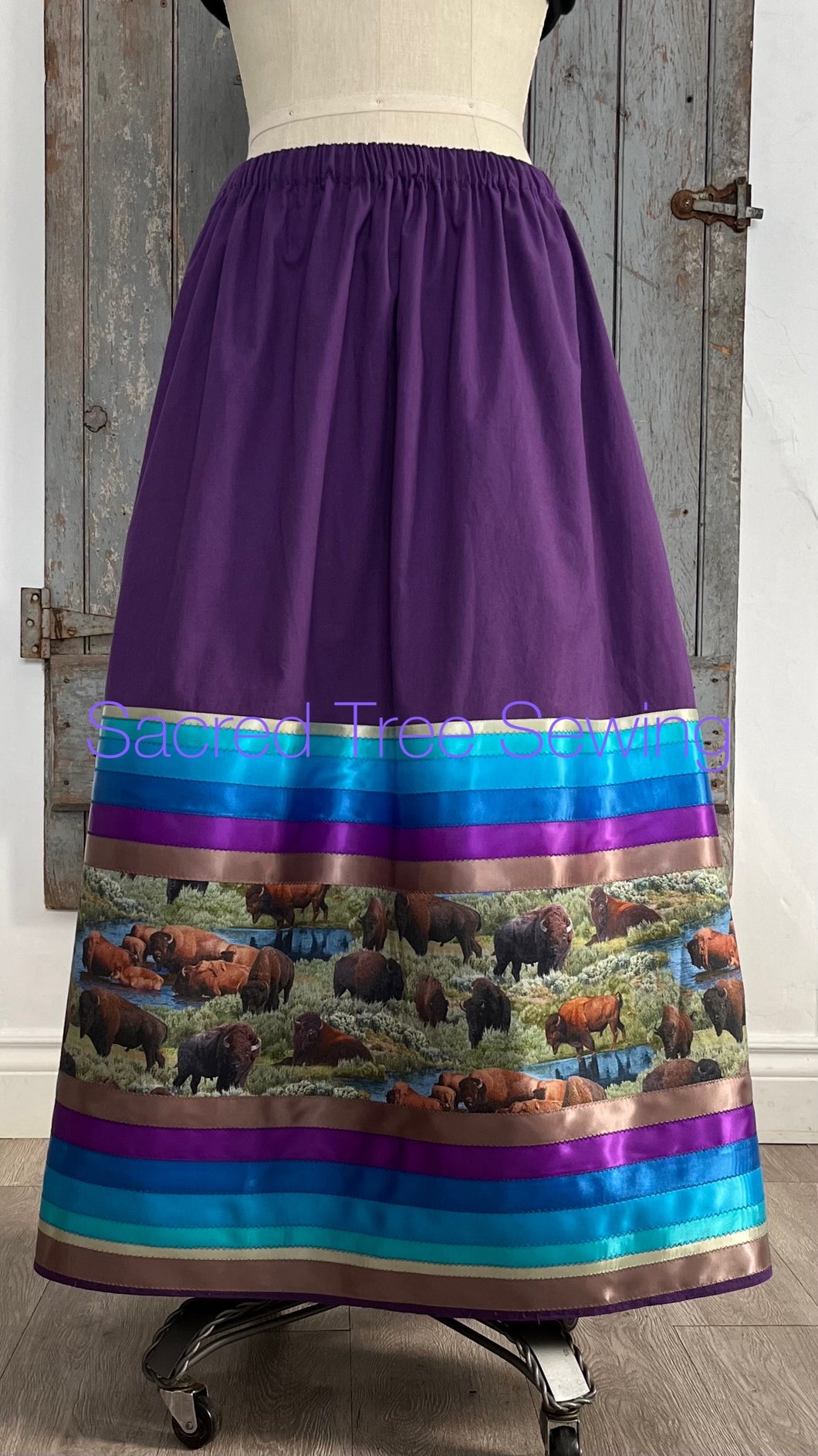 Purple Ribbon Skirt with Buffalos and 13 ribbons
