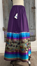 Load image into Gallery viewer, Purple Ribbon Skirt with Buffalos and 13 ribbons - side pocket view
