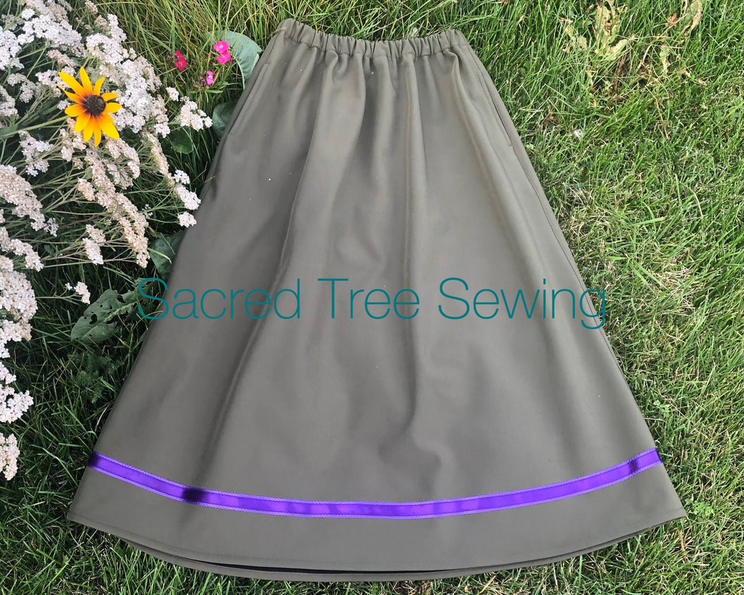 Green and purple ribbon rain skirt